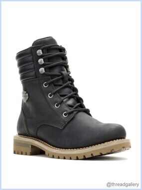 Full Grain Leather Ankle Motorcycle Boots Goodyear Welt Lace Up